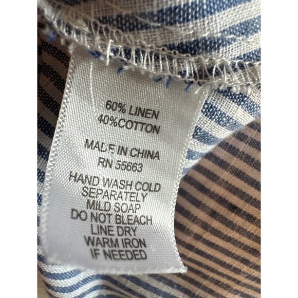 Sigrid Olsen Striped Linen Cotton Blend Hooded Button Down Jacket Size L - Picture 7 of 7
